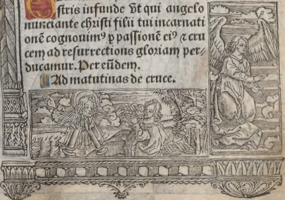 An illustration from [Horae ad usum Romanum. Lat. et fr. :] Heures à l’usaige de Romme, 1505, leaf 96