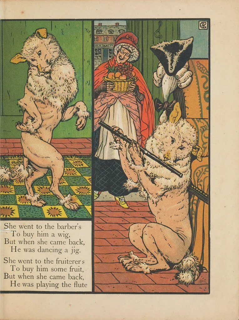 An illustration from Old Mother Hubbard, 1873, leaf 9
