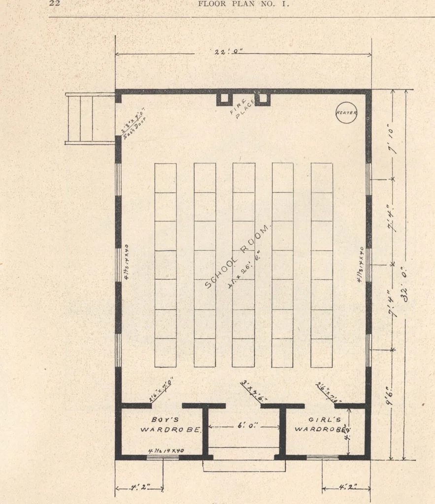 An illustration from Architecture ventilation and furnishing of school houses, 1892, leaf 23
