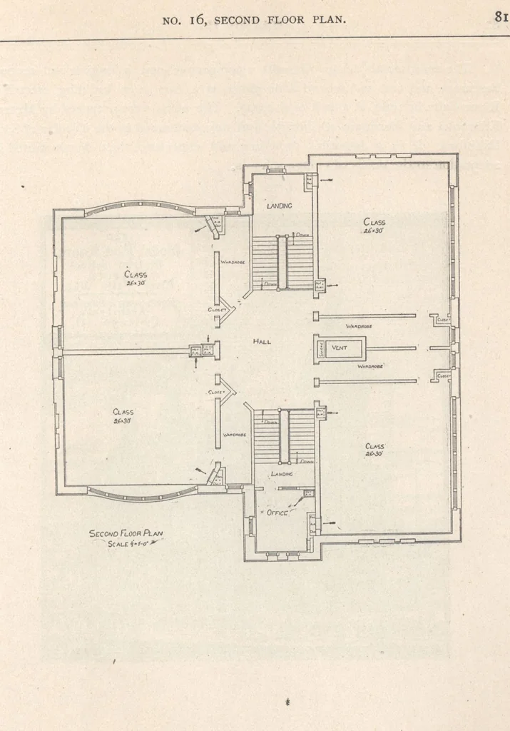 An illustration from Architecture ventilation and furnishing of school houses, 1892, leaf 82