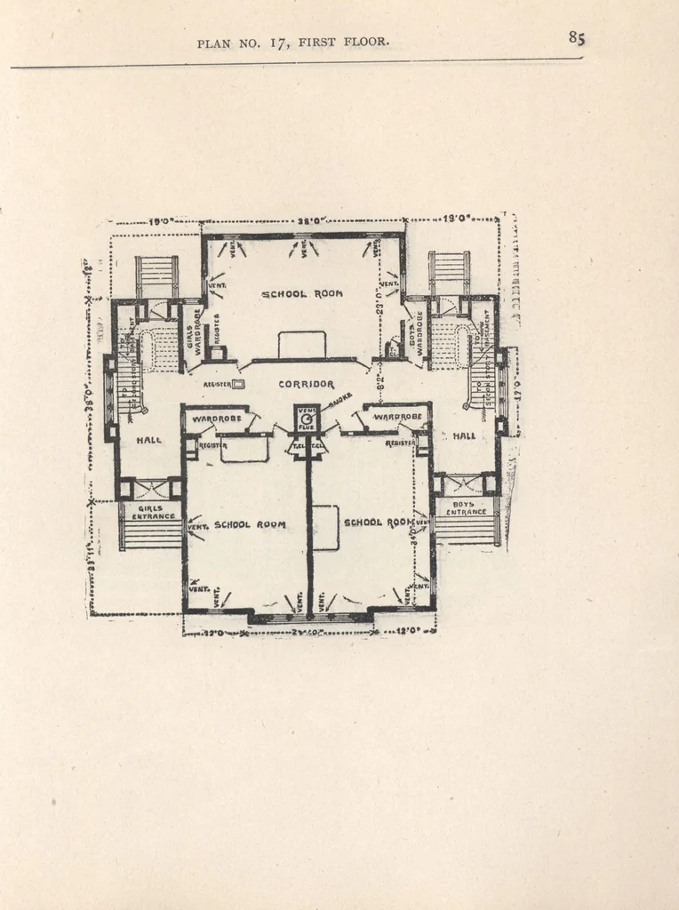 An illustration from Architecture ventilation and furnishing of school houses, 1892, leaf 86
