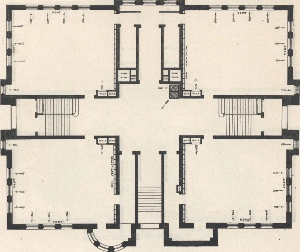 An illustration from Architecture ventilation and furnishing of school houses, 1892, leaf 90