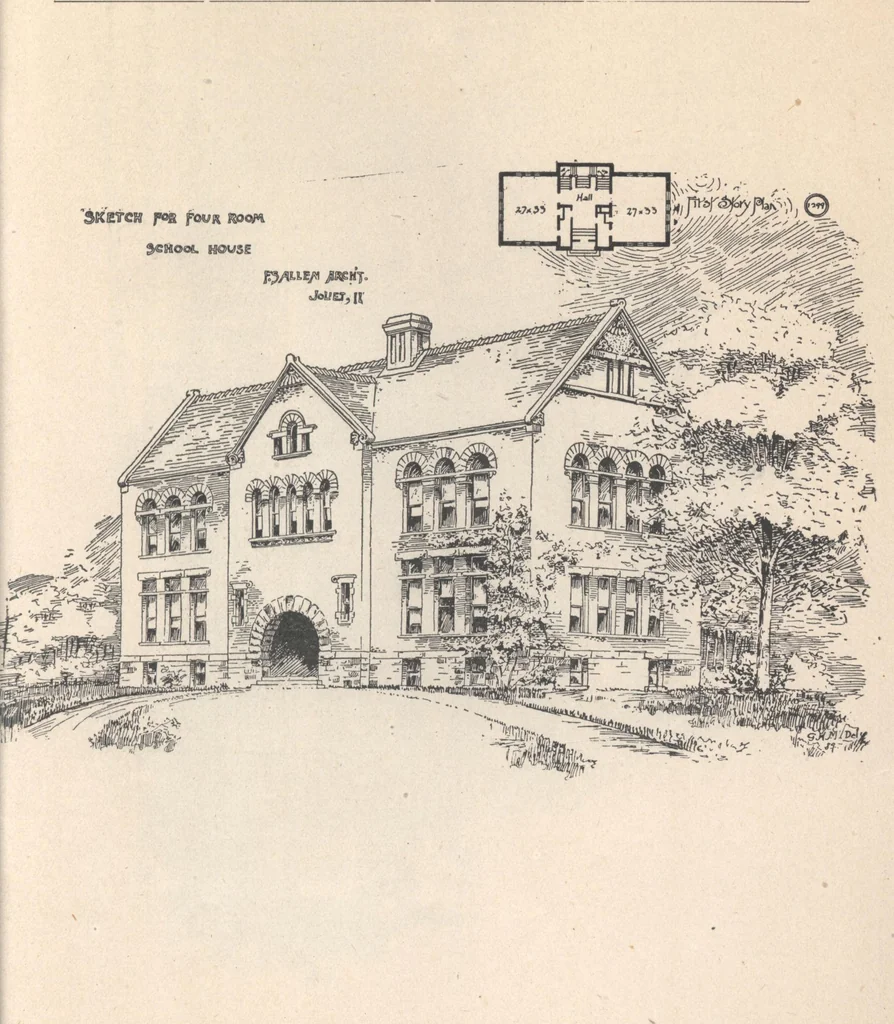 An illustration from Architecture ventilation and furnishing of school houses, 1892, leaf 98