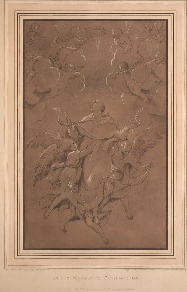 An illustration from Original designs of the most celebrated masters of the Bolognese, Roman, Florentine, and Venetian schools; comprising some of the works of Leonardo da Vinci, the Caracci, Claude Lorraine, Raphael, Michel Angelo, the Poussins, and others, in His Majesty's collection;, 1812, leaf 148