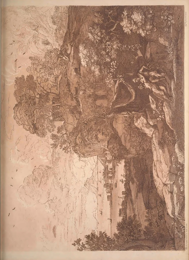 An illustration from Original designs of the most celebrated masters of the Bolognese, Roman, Florentine, and Venetian schools; comprising some of the works of Leonardo da Vinci, the Caracci, Claude Lorraine, Raphael, Michel Angelo, the Poussins, and others, in His Majesty's collection;, 1812, leaf 180