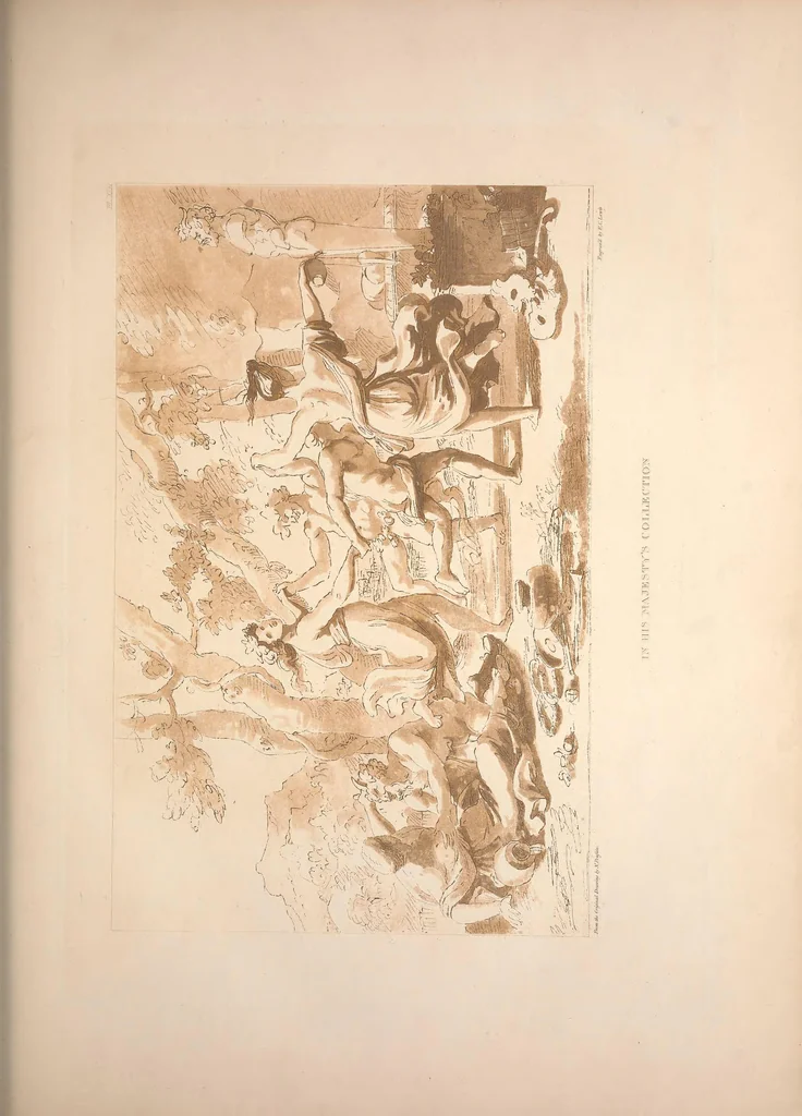 An illustration from Original designs of the most celebrated masters of the Bolognese, Roman, Florentine, and Venetian schools; comprising some of the works of Leonardo da Vinci, the Caracci, Claude Lorraine, Raphael, Michel Angelo, the Poussins, and others, in His Majesty's collection;, 1812, leaf 194