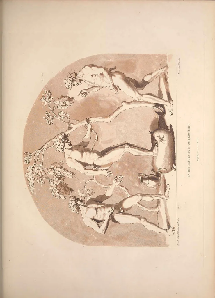 An illustration from Original designs of the most celebrated masters of the Bolognese, Roman, Florentine, and Venetian schools; comprising some of the works of Leonardo da Vinci, the Caracci, Claude Lorraine, Raphael, Michel Angelo, the Poussins, and others, in His Majesty's collection;, 1812, leaf 210
