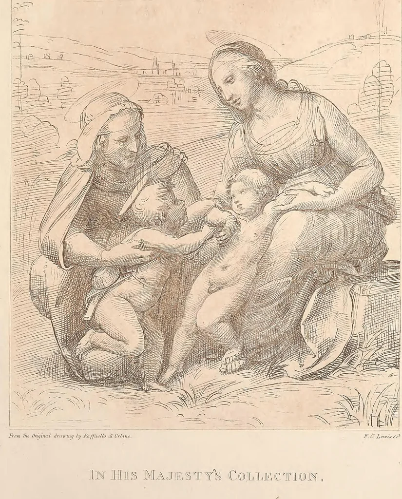 An illustration from Original designs of the most celebrated masters of the Bolognese, Roman, Florentine, and Venetian schools; comprising some of the works of Leonardo da Vinci, the Caracci, Claude Lorraine, Raphael, Michel Angelo, the Poussins, and others, in His Majesty's collection;, 1812, leaf 218