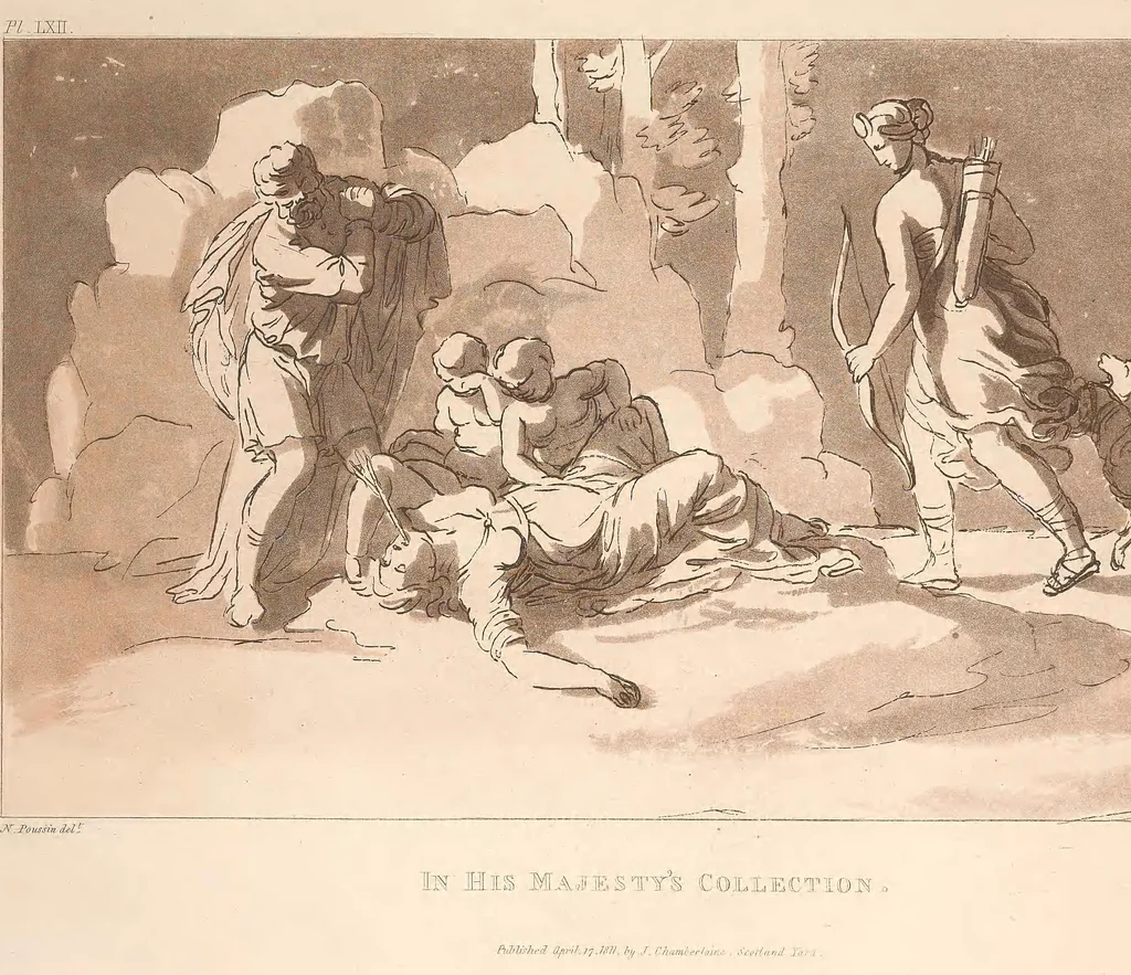 An illustration from Original designs of the most celebrated masters of the Bolognese, Roman, Florentine, and Venetian schools; comprising some of the works of Leonardo da Vinci, the Caracci, Claude Lorraine, Raphael, Michel Angelo, the Poussins, and others, in His Majesty's collection;, 1812, leaf 262