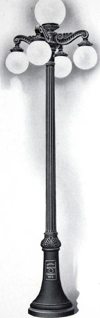 An illustration from Ornamental Street Lamp Posts, Mast Arms and Brackets, 1914, leaf 16