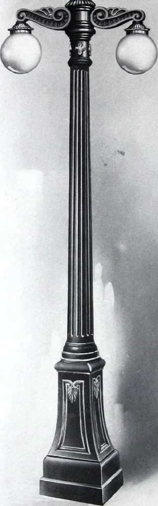 An illustration from Ornamental Street Lamp Posts, Mast Arms and Brackets, 1914, leaf 19