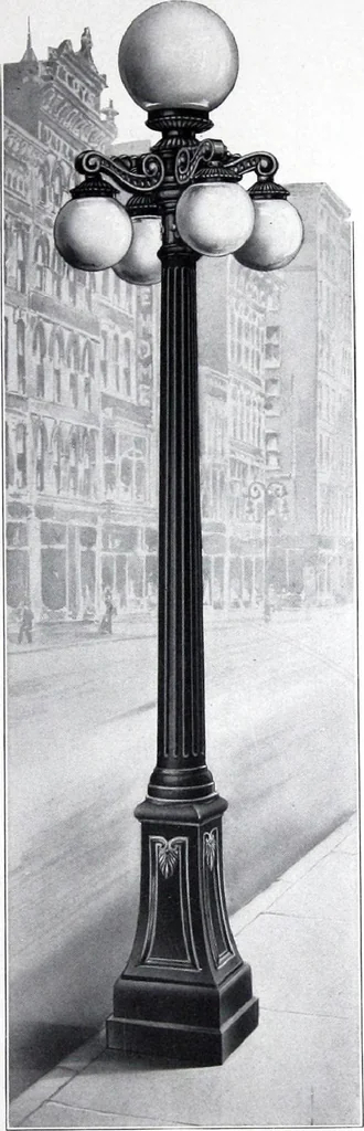 An illustration from Ornamental Street Lamp Posts, Mast Arms and Brackets, 1914, leaf 20