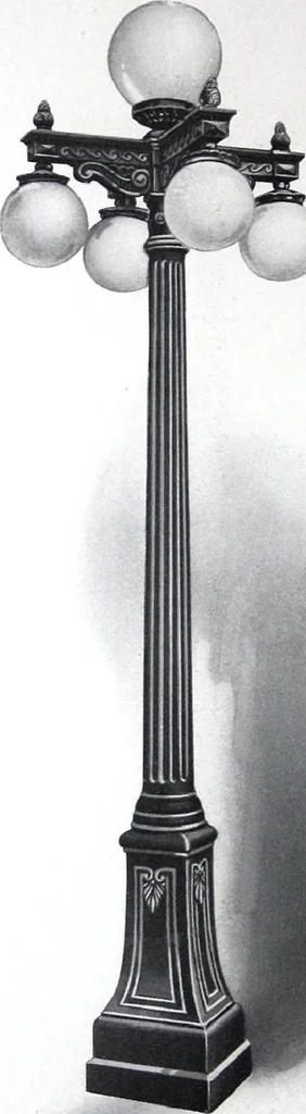 An illustration from Ornamental Street Lamp Posts, Mast Arms and Brackets, 1914, leaf 21
