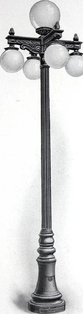 An illustration from Ornamental Street Lamp Posts, Mast Arms and Brackets, 1914, leaf 22