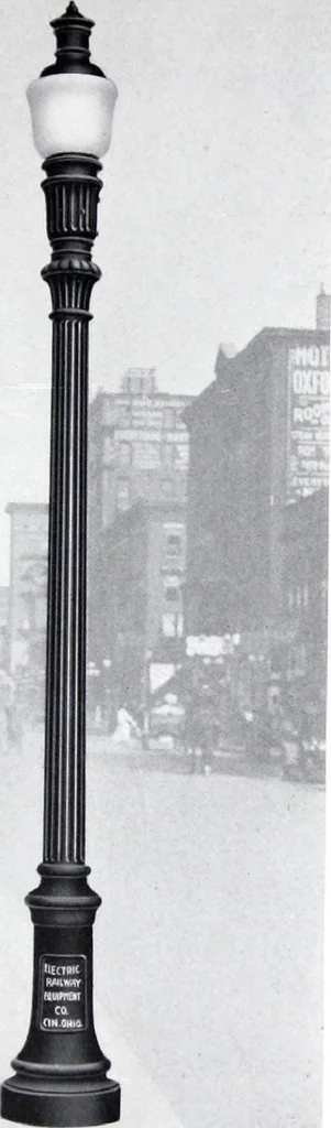 An illustration from Ornamental Street Lamp Posts, Mast Arms and Brackets, 1914, leaf 28
