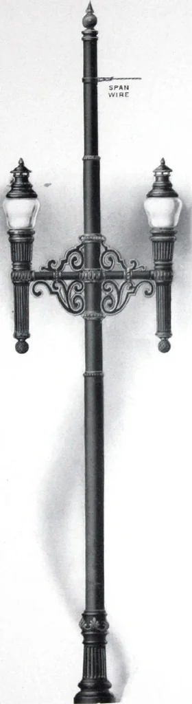 An illustration from Ornamental Street Lamp Posts, Mast Arms and Brackets, 1914, leaf 34
