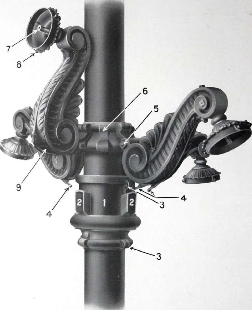An illustration from Ornamental Street Lamp Posts, Mast Arms and Brackets, 1914, leaf 41