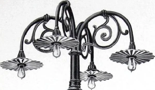 An illustration from Ornamental Street Lamp Posts, Mast Arms and Brackets, 1914, leaf 46