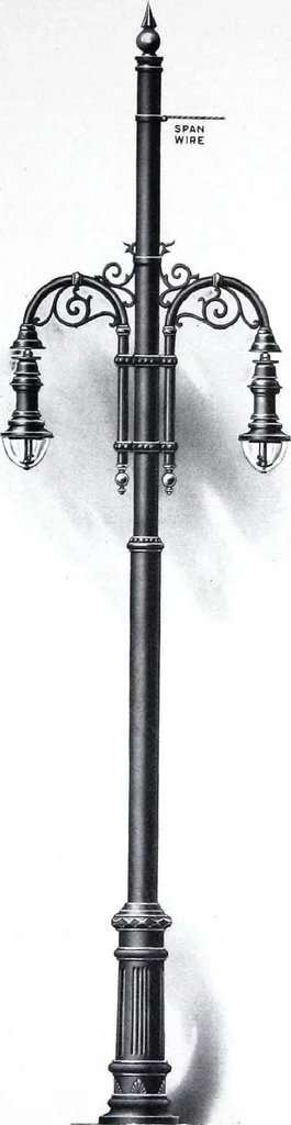 An illustration from Ornamental Street Lamp Posts, Mast Arms and Brackets, 1914, leaf 52