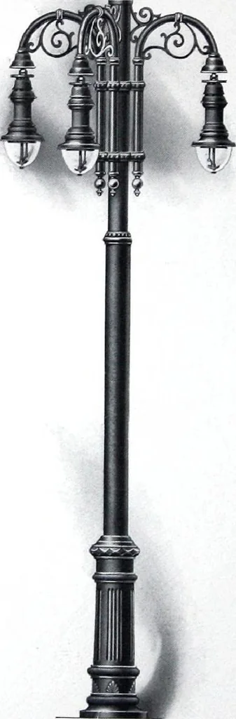 An illustration from Ornamental Street Lamp Posts, Mast Arms and Brackets, 1914, leaf 53