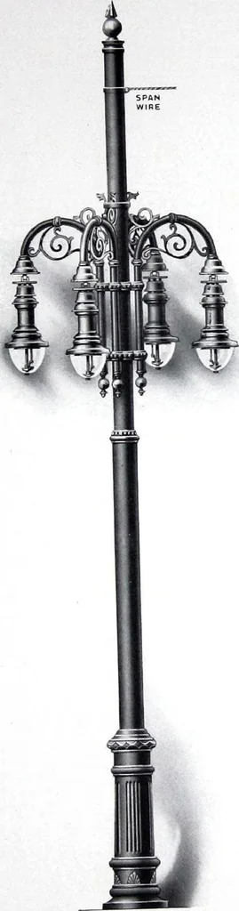 An illustration from Ornamental Street Lamp Posts, Mast Arms and Brackets, 1914, leaf 54