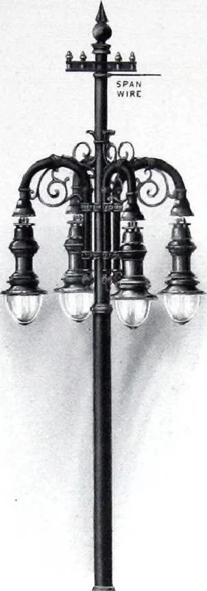 An illustration from Ornamental Street Lamp Posts, Mast Arms and Brackets, 1914, leaf 56