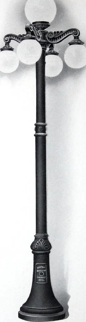 An illustration from Ornamental Street Lamp Posts, Mast Arms and Brackets, 1914, leaf 9
