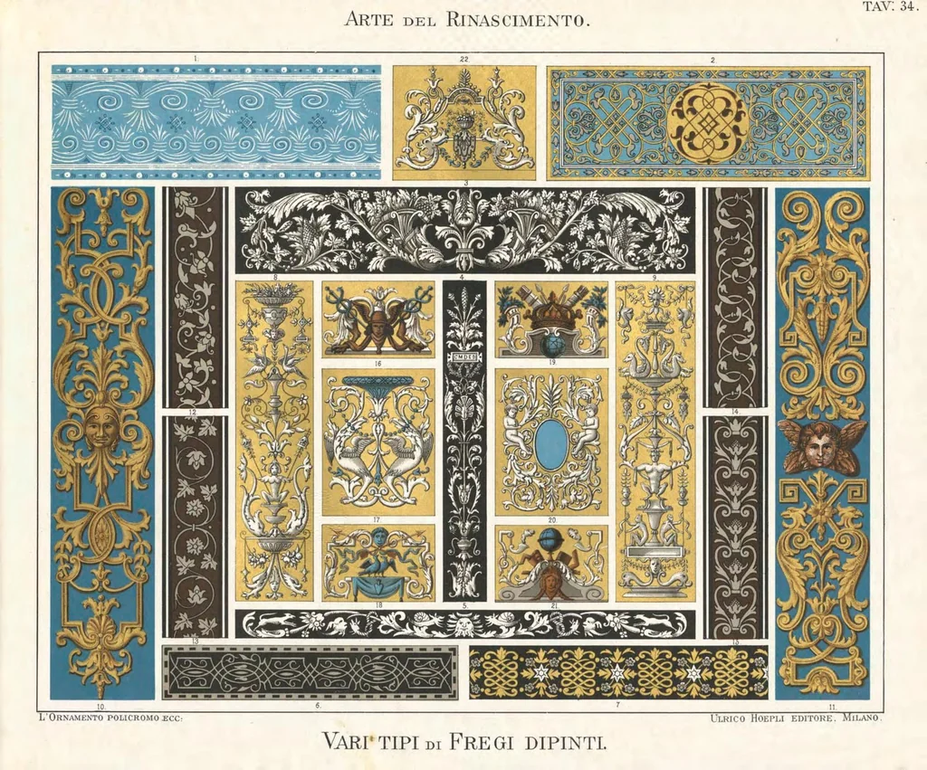 An illustration from L'ornamento policromo nelle arti e nelle industrie artistiche ... antiche medievali e moderne per uso delle scuole e degli artisti, 1886, leaf 148
