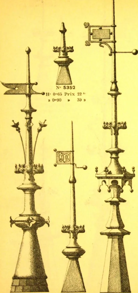 An illustration from Ornements pour l'architecture en zinc, cuivre, tole & plomb : travaux d'art sur dessins croquis & devis., 1912, leaf 106