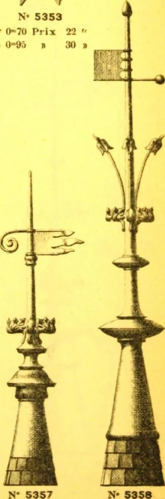 An illustration from Ornements pour l'architecture en zinc, cuivre, tole & plomb : travaux d'art sur dessins croquis & devis., 1912, leaf 106
