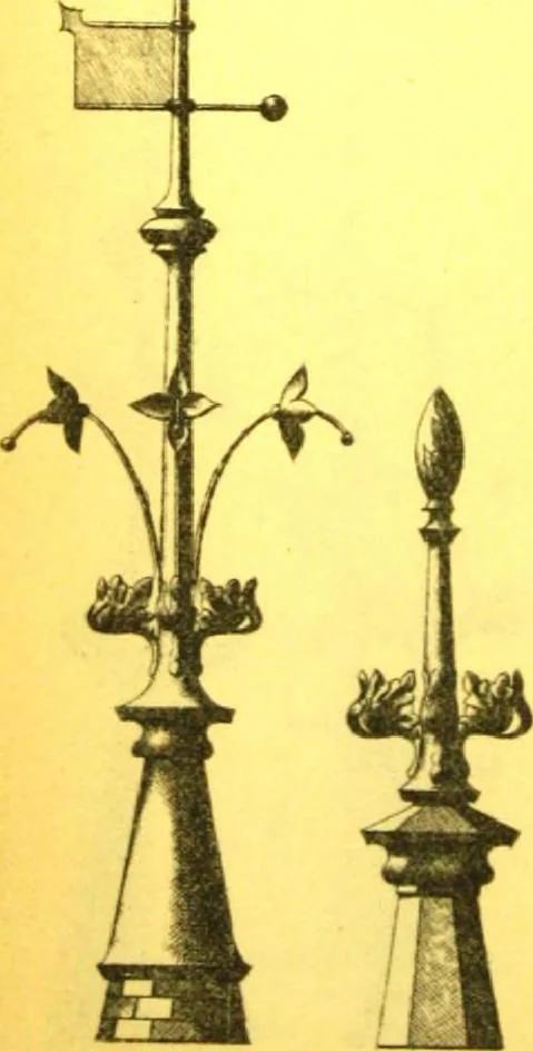 An illustration from Ornements pour l'architecture en zinc, cuivre, tole & plomb : travaux d'art sur dessins croquis & devis., 1912, leaf 109