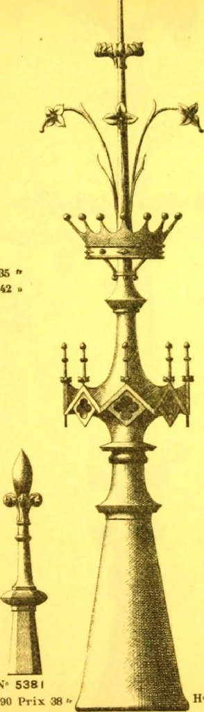 An illustration from Ornements pour l'architecture en zinc, cuivre, tole & plomb : travaux d'art sur dessins croquis & devis., 1912, leaf 110