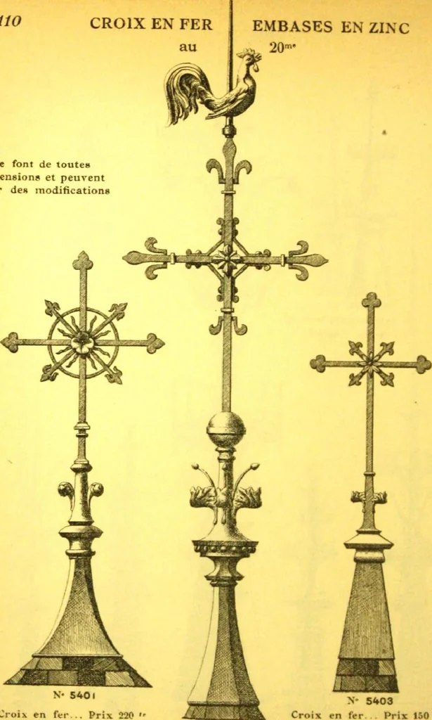 An illustration from Ornements pour l'architecture en zinc, cuivre, tole & plomb : travaux d'art sur dessins croquis & devis., 1912, leaf 111