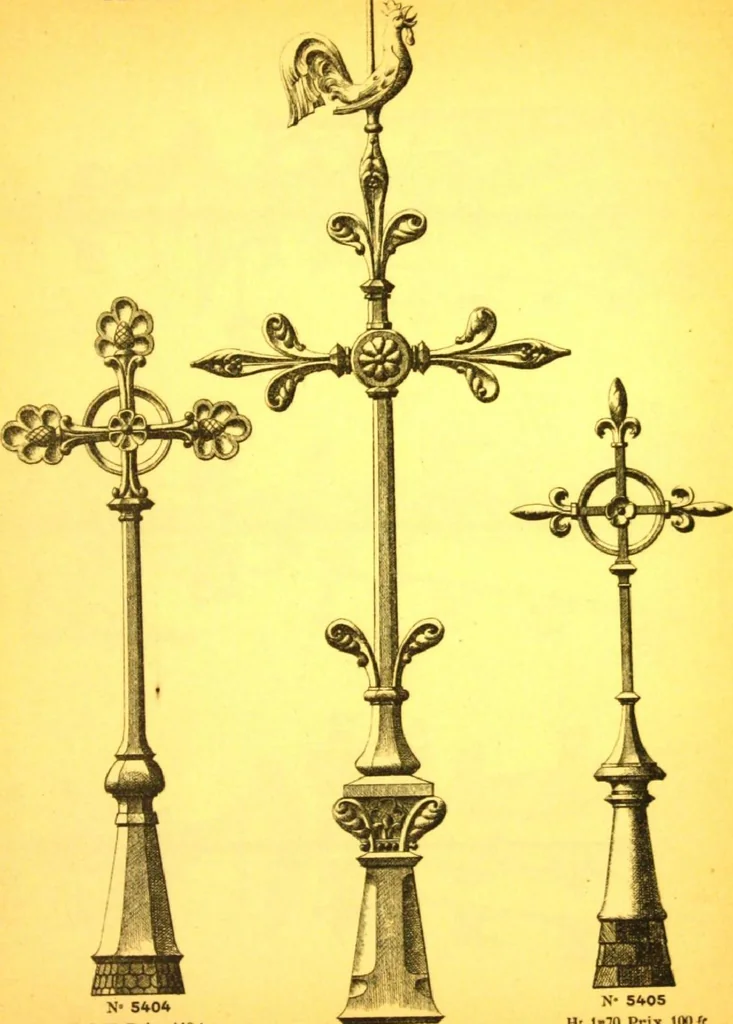 An illustration from Ornements pour l'architecture en zinc, cuivre, tole & plomb : travaux d'art sur dessins croquis & devis., 1912, leaf 112