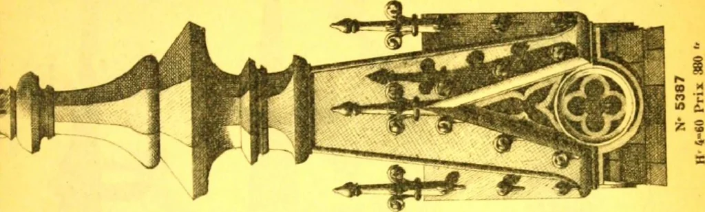 An illustration from Ornements pour l'architecture en zinc, cuivre, tole & plomb : travaux d'art sur dessins croquis & devis., 1912, leaf 114