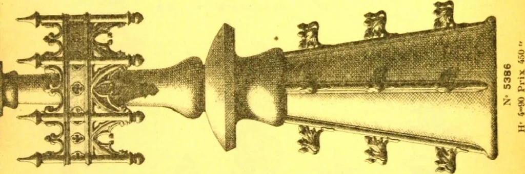 An illustration from Ornements pour l'architecture en zinc, cuivre, tole & plomb : travaux d'art sur dessins croquis & devis., 1912, leaf 114