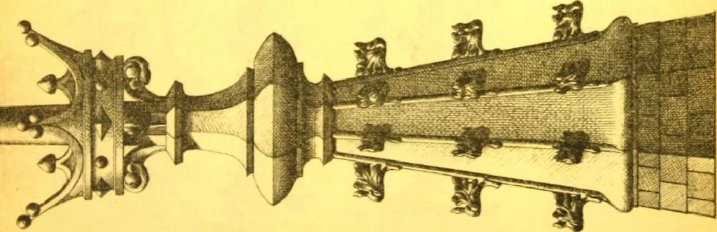 An illustration from Ornements pour l'architecture en zinc, cuivre, tole & plomb : travaux d'art sur dessins croquis & devis., 1912, leaf 114