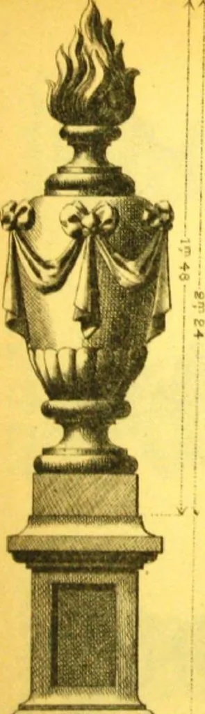 An illustration from Ornements pour l'architecture en zinc, cuivre, tole & plomb : travaux d'art sur dessins croquis & devis., 1912, leaf 121