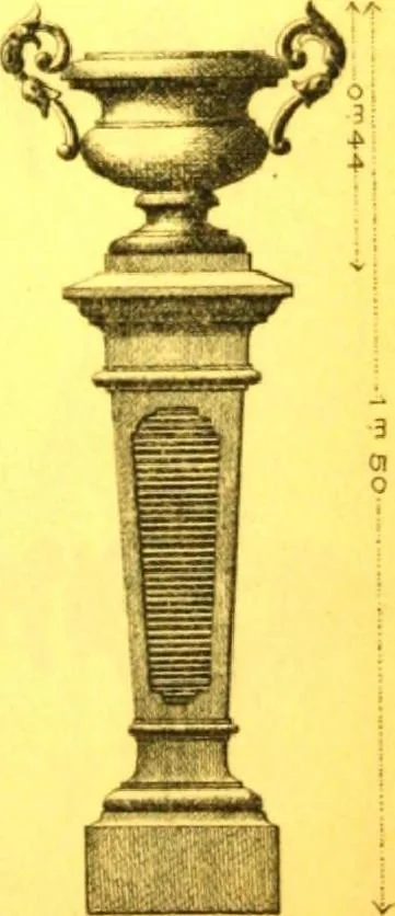 An illustration from Ornements pour l'architecture en zinc, cuivre, tole & plomb : travaux d'art sur dessins croquis & devis., 1912, leaf 122