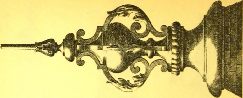 An illustration from Ornements pour l'architecture en zinc, cuivre, tole & plomb : travaux d'art sur dessins croquis & devis., 1912, leaf 127