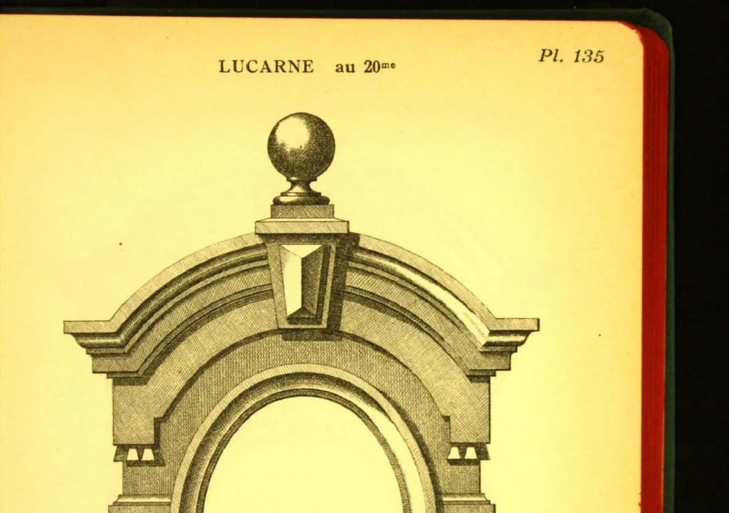 An illustration from Ornements pour l'architecture en zinc, cuivre, tole & plomb : travaux d'art sur dessins croquis & devis., 1912, leaf 136