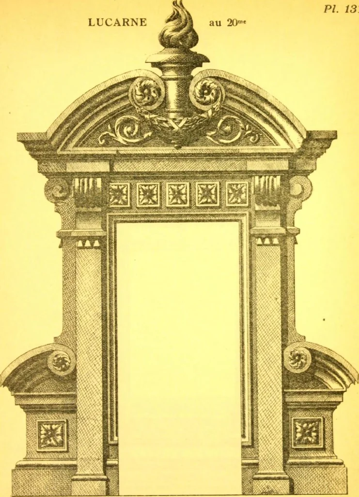An illustration from Ornements pour l'architecture en zinc, cuivre, tole & plomb : travaux d'art sur dessins croquis & devis., 1912, leaf 138