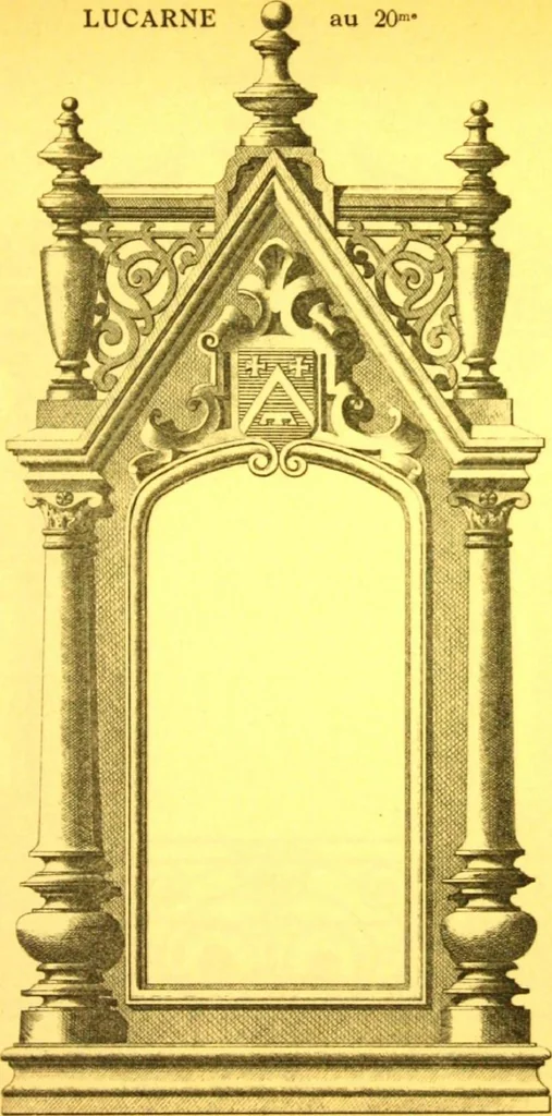 An illustration from Ornements pour l'architecture en zinc, cuivre, tole & plomb : travaux d'art sur dessins croquis & devis., 1912, leaf 148