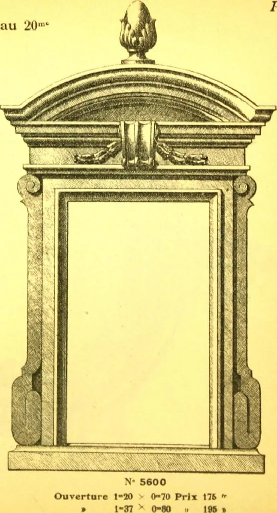 An illustration from Ornements pour l'architecture en zinc, cuivre, tole & plomb : travaux d'art sur dessins croquis & devis., 1912, leaf 155