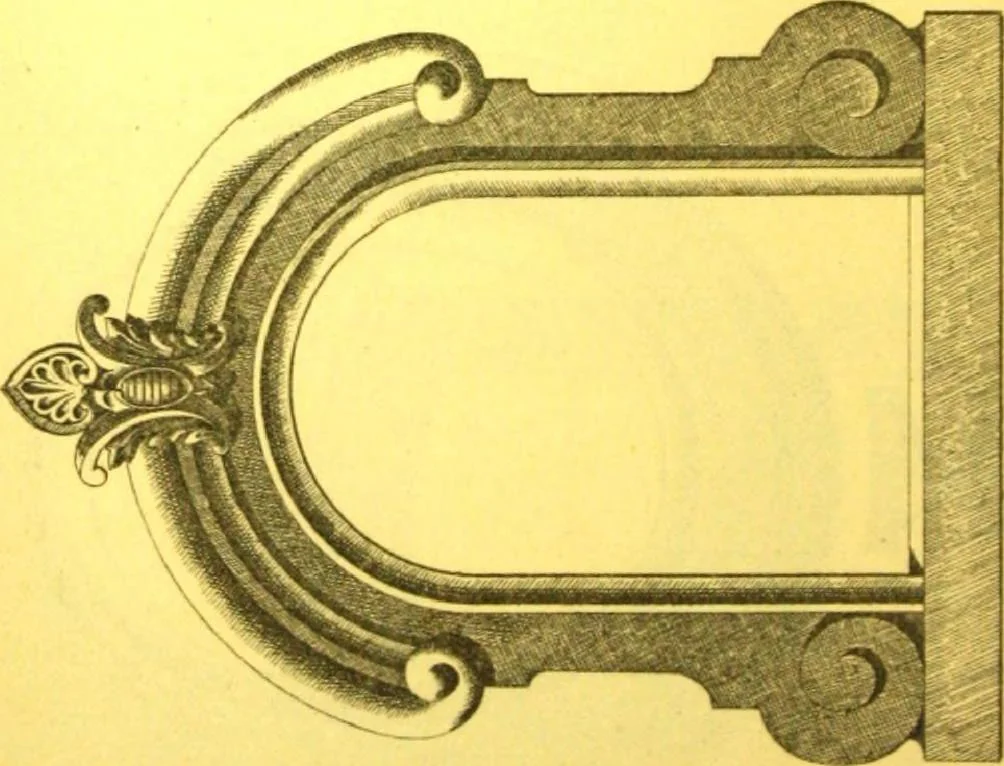 An illustration from Ornements pour l'architecture en zinc, cuivre, tole & plomb : travaux d'art sur dessins croquis & devis., 1912, leaf 181