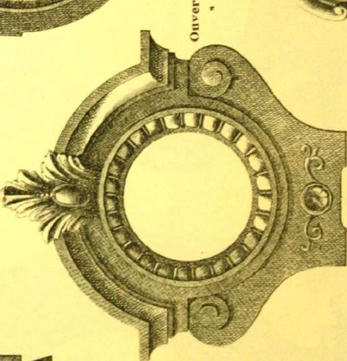 An illustration from Ornements pour l'architecture en zinc, cuivre, tole & plomb : travaux d'art sur dessins croquis & devis., 1912, leaf 197