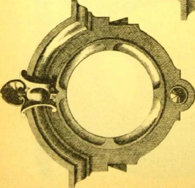 An illustration from Ornements pour l'architecture en zinc, cuivre, tole & plomb : travaux d'art sur dessins croquis & devis., 1912, leaf 197
