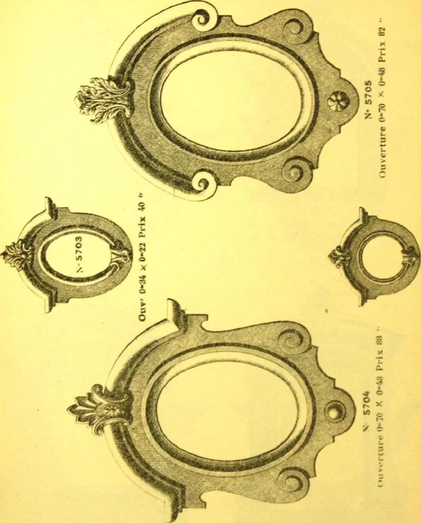 An illustration from Ornements pour l'architecture en zinc, cuivre, tole & plomb : travaux d'art sur dessins croquis & devis., 1912, leaf 201