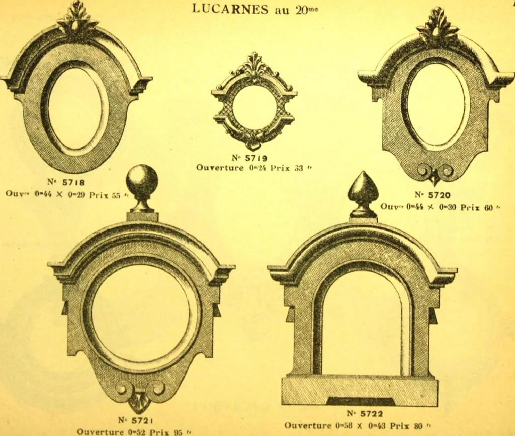 An illustration from Ornements pour l'architecture en zinc, cuivre, tole & plomb : travaux d'art sur dessins croquis & devis., 1912, leaf 205