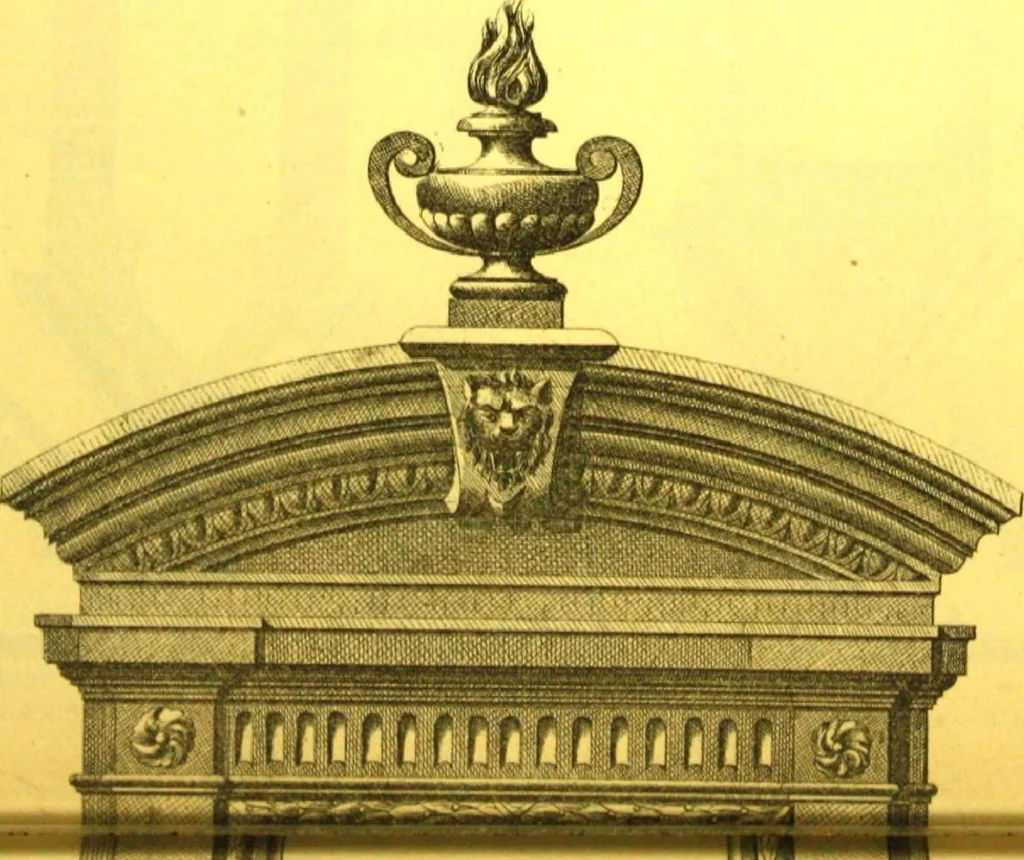 An illustration from Ornements pour l'architecture en zinc, cuivre, tole & plomb : travaux d'art sur dessins croquis & devis., 1912, leaf 209